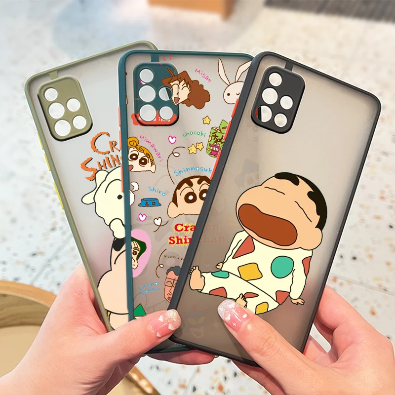 Crayon Shin chan милый для Samsung Galaxy A72 A52 A71 A51 A70 A32 A21S A03S A02S A12 5G 4G матовый полупрозрачный