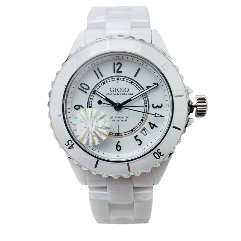 

men automatic mechanical watch black white Ceramic