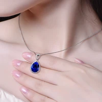 classic luxury cluster pear shaped sapphire pendant with water drops european and american fashion engagement necklace jewelry