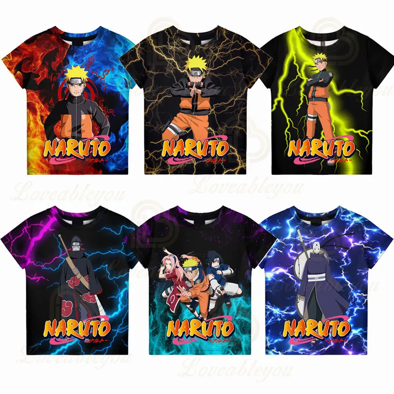 

Naruto T-shirt Anime T Shirt Uchiha Sasuke Kakashi Cartoon Tops Teen Clothes Children's Wear 3D Boys Girls Summer Tshirt