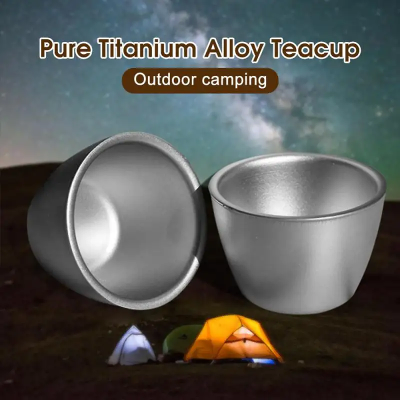 

Mini 45ml Titanium Teacup Double-wall Cup Wine Coffee Mug Outdoor Camping Tea Tableware Drinkware Water Cups Camping Equipment