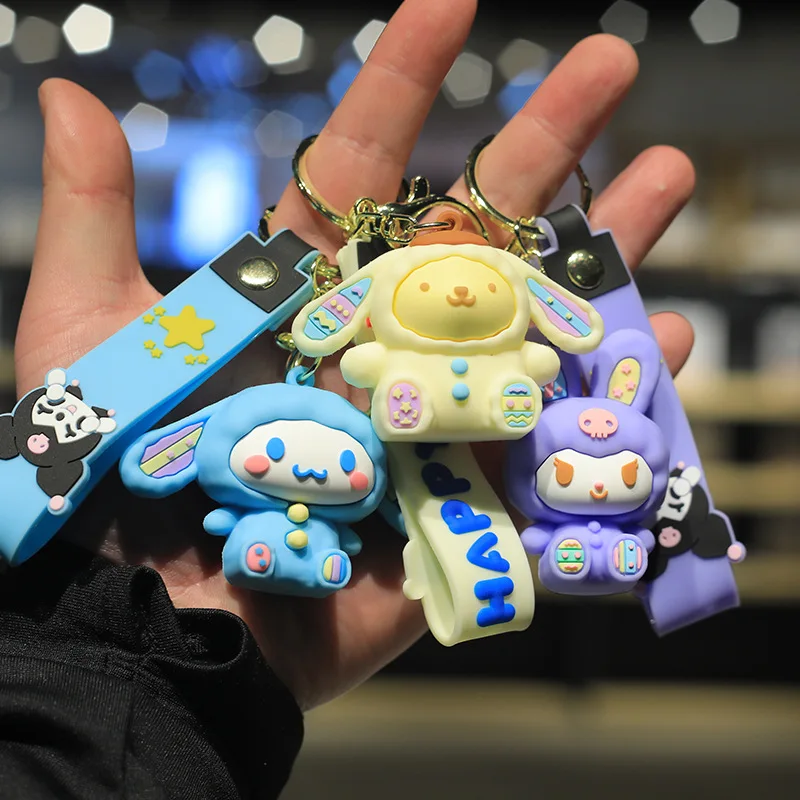 

2023 Sanrio Keychain Cartoon Kuromi My Melody Cinnamoroll Japanese Anime Bag Car Accessory Pendant Children's Key Ring Toy Gift
