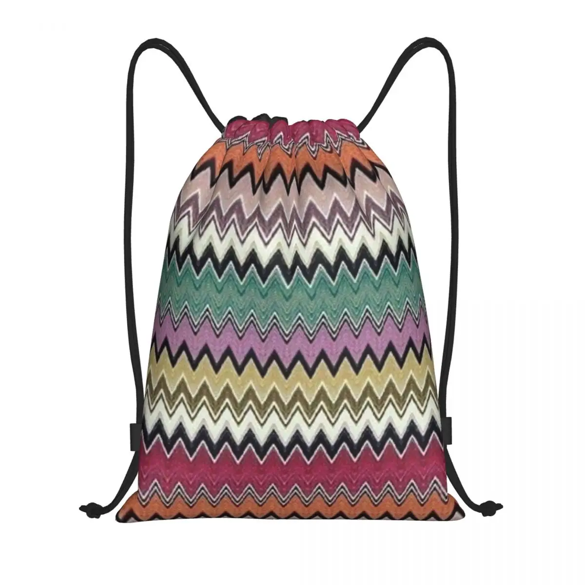 

Colorful Zig Zag Chevron Drawstring Backpack Bags Women Lightweight Bohemian Geometric Gym Sports Sackpack Sacks for Training