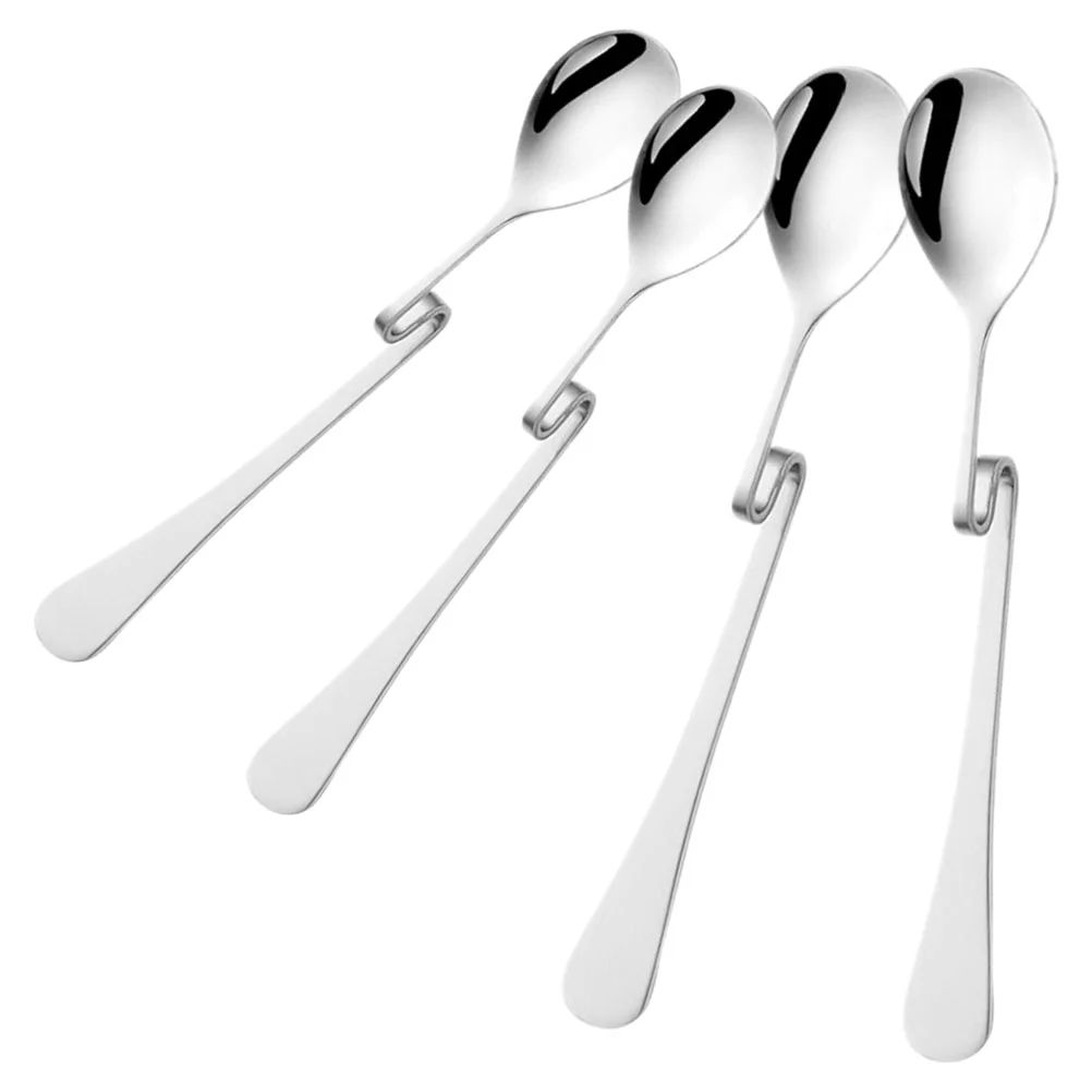 

4 Pcs Stainless Steel Serving Utensils Coffee Spoons Dessert Eating Honey Mixing