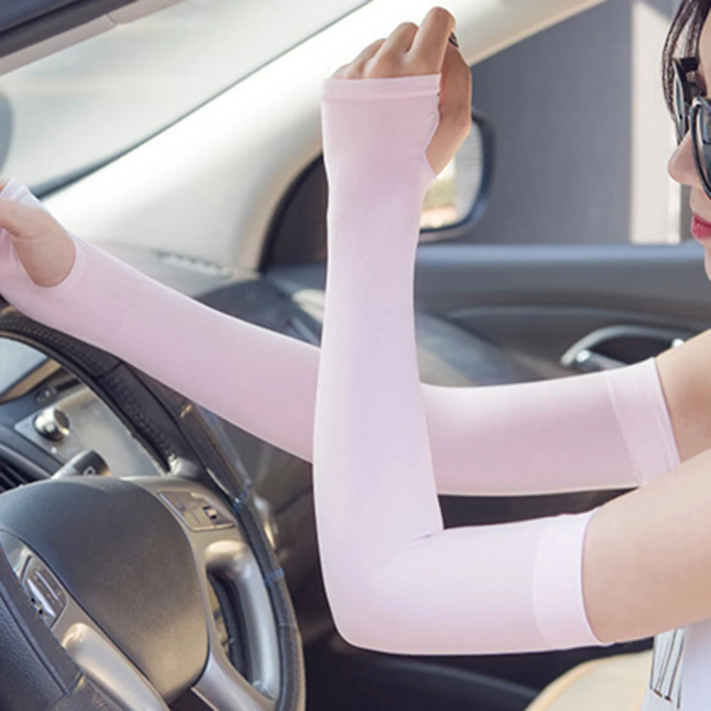 

Ice Fabric Arm Sleeves Warmers Sun UV Protection Running Cycling Sunscrees Bands Solid Women Cool Summer Outdoor Cover Unisex