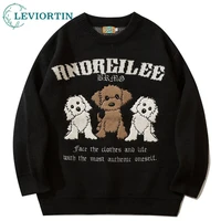 hip hop men sweater streetwear cartoon dogs graphic knitted sweater 2022 y2k pullover autumn casual jumpers sweater harajuku