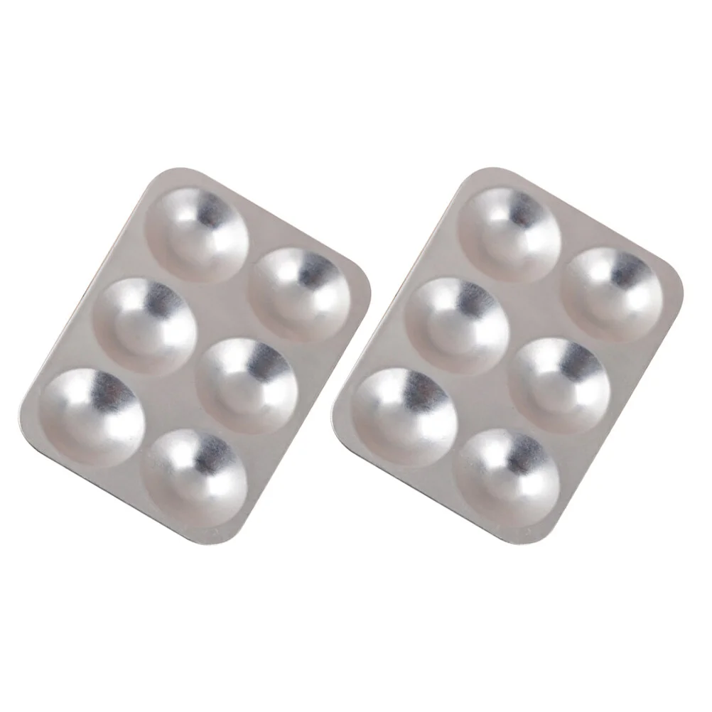 

2 Pcs Aluminum Palette Pigment Pallet Pans Trays Set Multi-holes Holder Painting Plate Child Aluminium