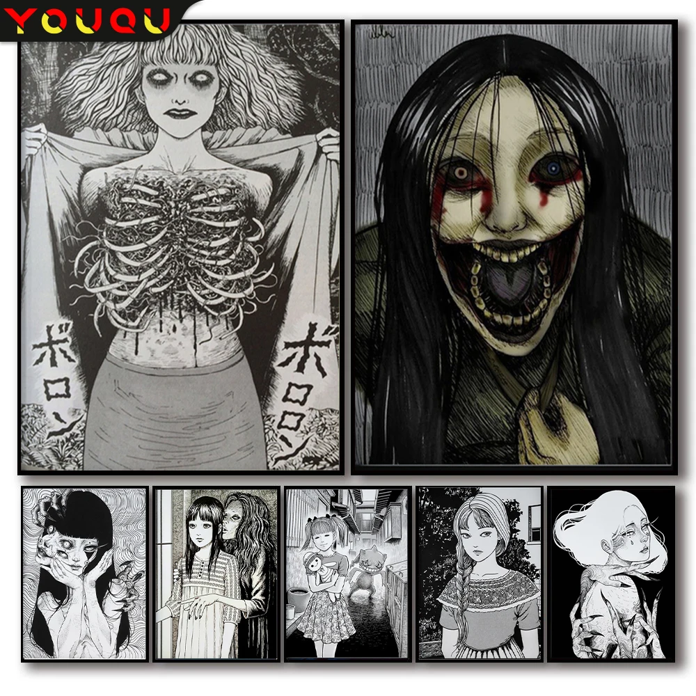 

YOUQU Japanese Style 5d DIY Diamond Painting “Horror Poster” Rhinestone Embroidery Mosaic Picture Home Atmosphere Decoration