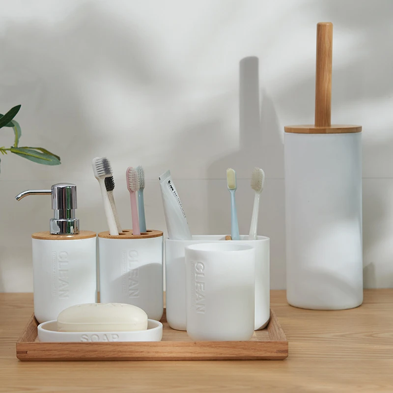 

1PC Bathroom Accessories Set Designer Lotion Dispenser Toothbrush Holder Soap Dish or Pump Bottle Cup Black and White