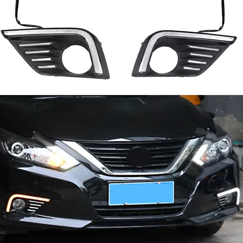 Автомобильные светодиодные дневные ходовые огни для Nissan Altima 2017-2018 DRL с желтым