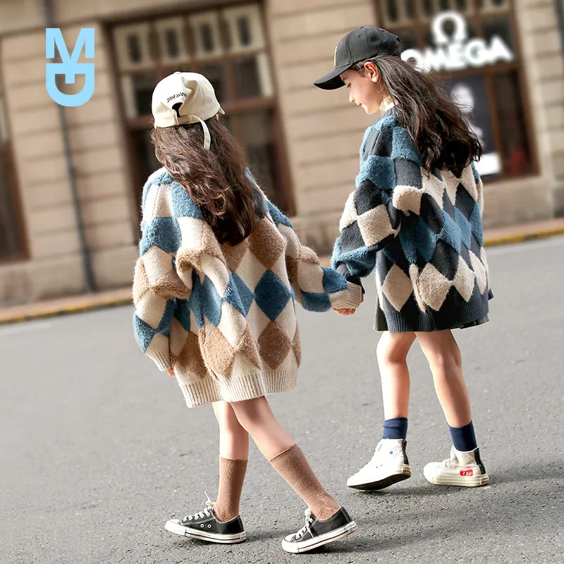 

New 2022 Winter Clothes for Girls Knitted Sweater Kids Cotton Long Sleeve Single Breasted Cute Cardigan Kids Knitted Outwear