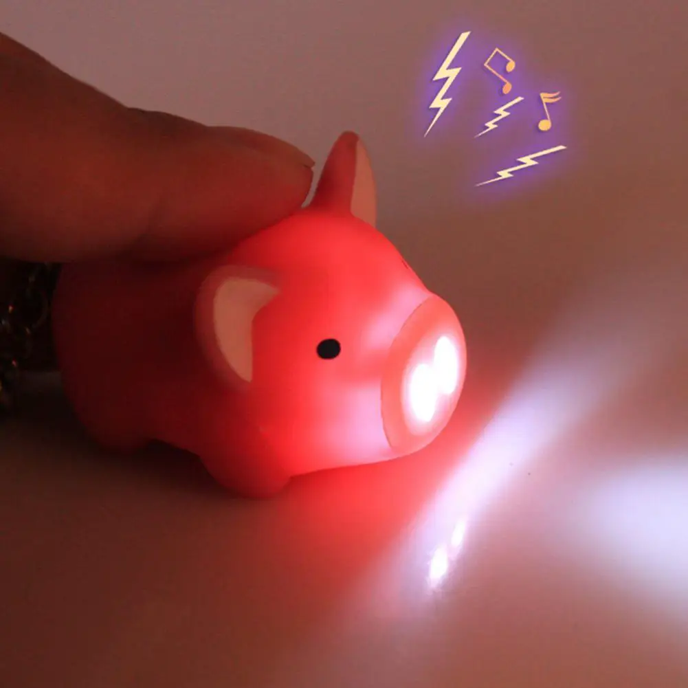 

Cute Cartoon Pig Style LED Light Sound Keychain Piglet Sound Luminous Car Bag Pendant Children's Decoration Gift