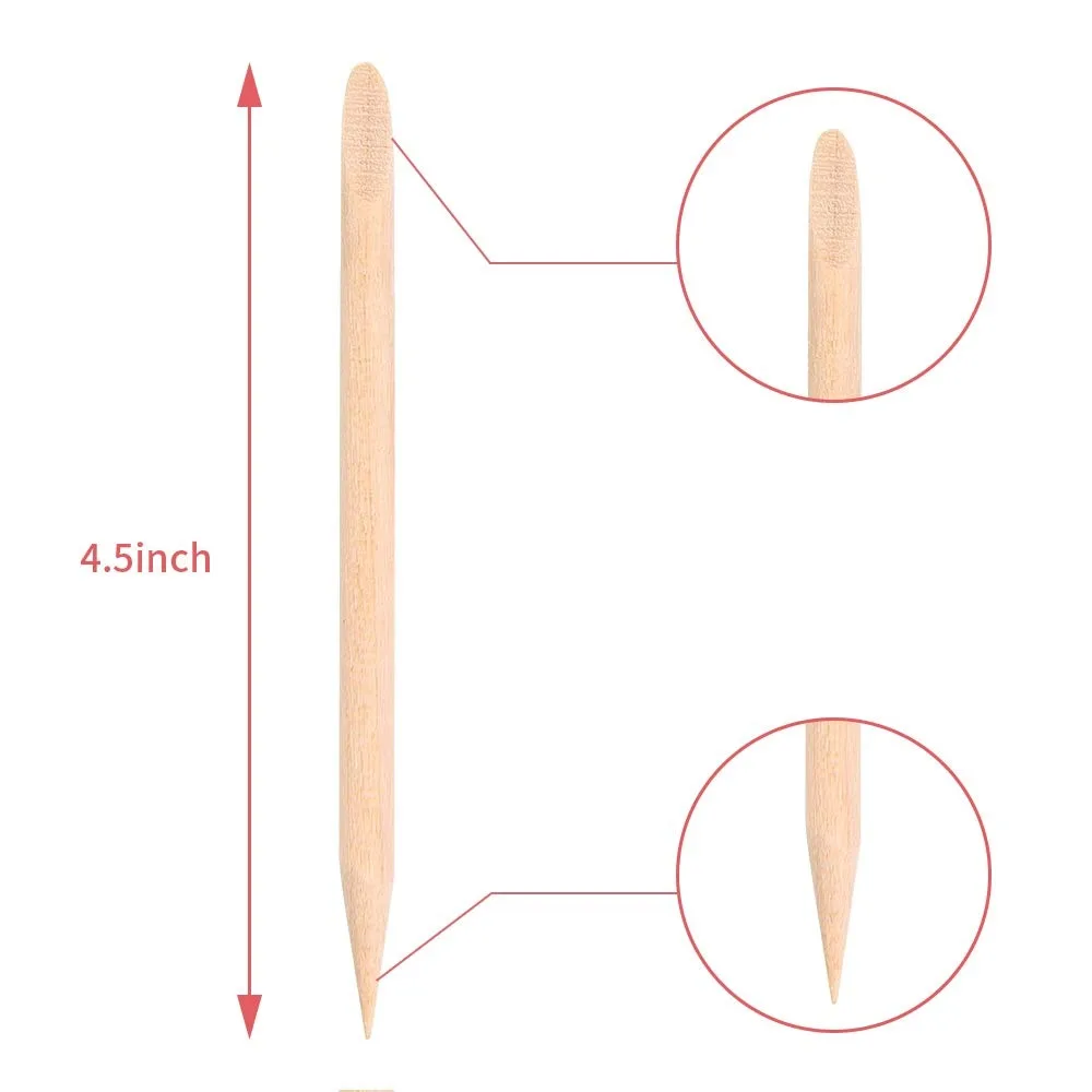 11.5cm Nail Cuticle Pusher Orange Wood Sticks Nail Manicures Remover Nail Gel Polish Drawing Stick Wooden Cuticle Pusher Tools images - 6