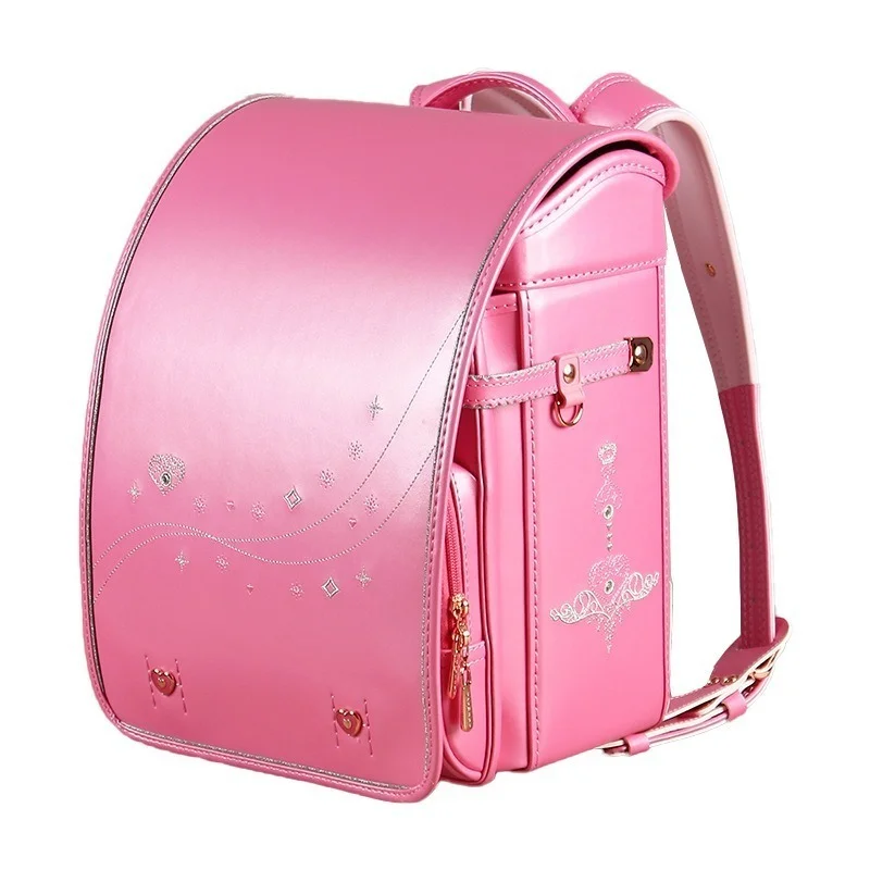 Japanese Primary School Backpack Kids Space School Bags Boys Girls Protection Backpack Automatic Lock Flap PU Leather Backpack