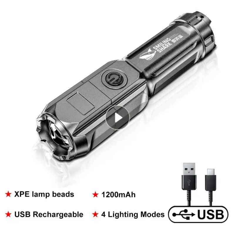 

High Power Strong Light Flashlight USB Rechargeable Zoom Tactical Flashlight Outdoor Highlight LED Torch Light Portable Lighting