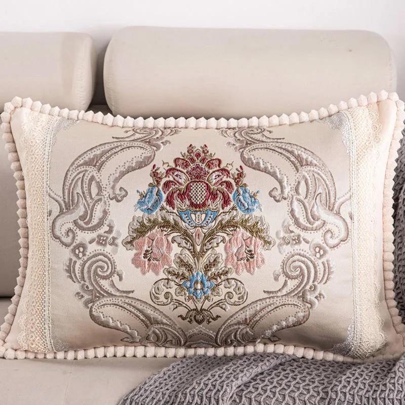 

Jacquard pillows sofa cushions pillowcases embroidered rectangular living room sofas pillows waist protection backrest headrests