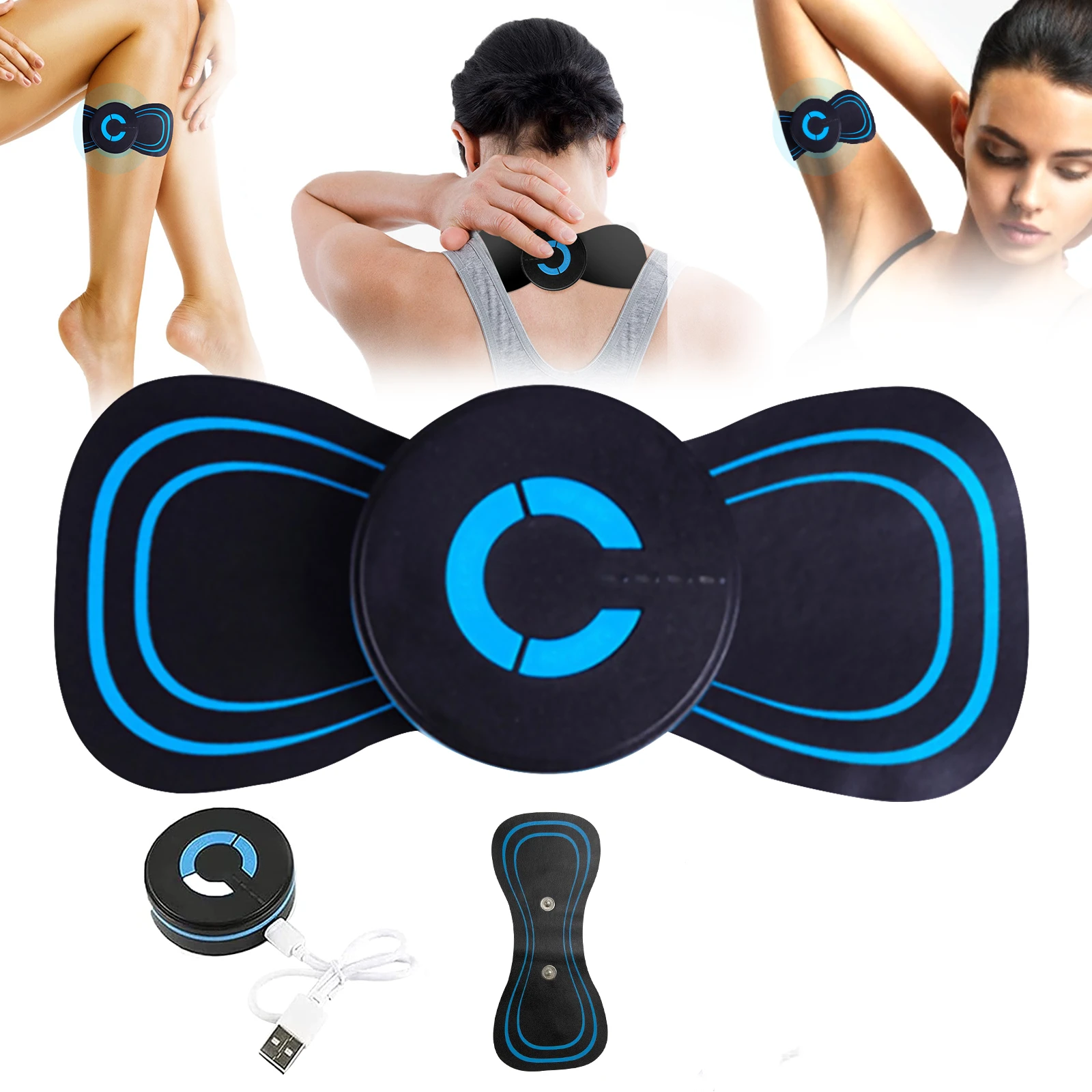 

Миниатюрный портативный зарядный стимулятор, массажные наклейки для облегчения боли, Электрический массажер для шеи, ног, талии, спины