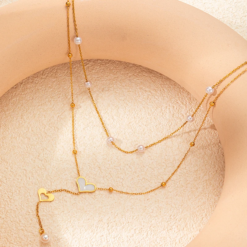 Женское Двухслойное Ожерелье ENSHIR Из Нержавеющей Стали 316L С Кисточкой В Форме