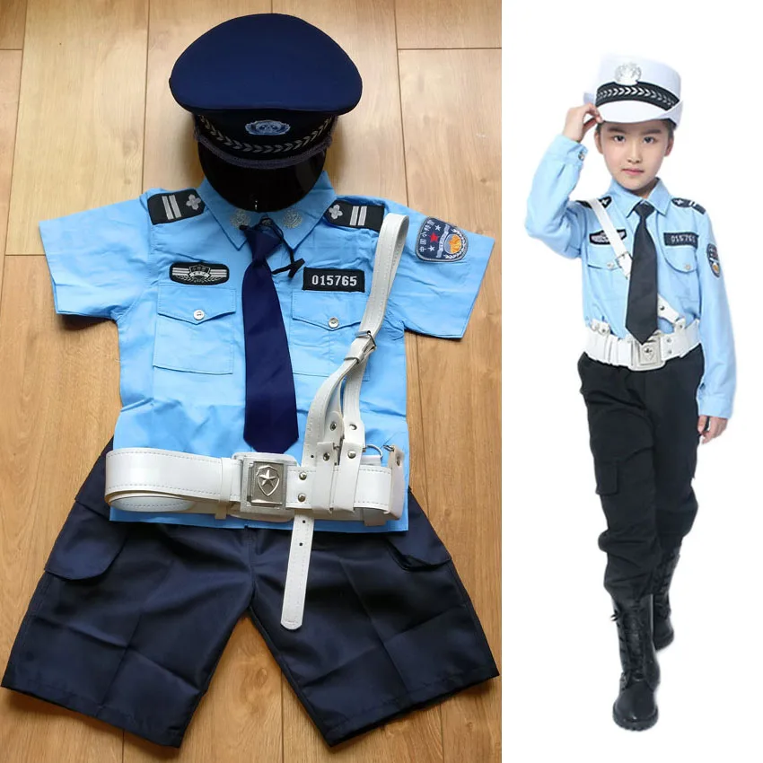 

Kids Traffic Police Officer Halloween Cosplay Costume Traffic Policemen Uniform Boys Girl Role Play Outfiits Cop performance Set