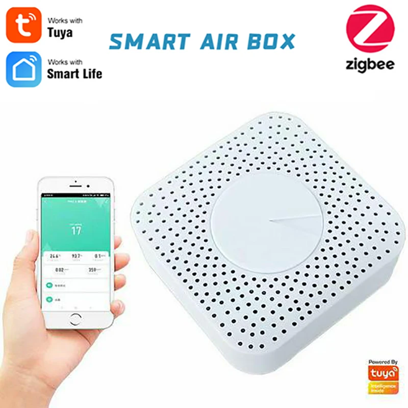 

Датчик контроля качества воздуха Tuya Zigbee, умный детектор содержания углекислого газа и летучих соединений с сигнализацией, бытовой датчик т...