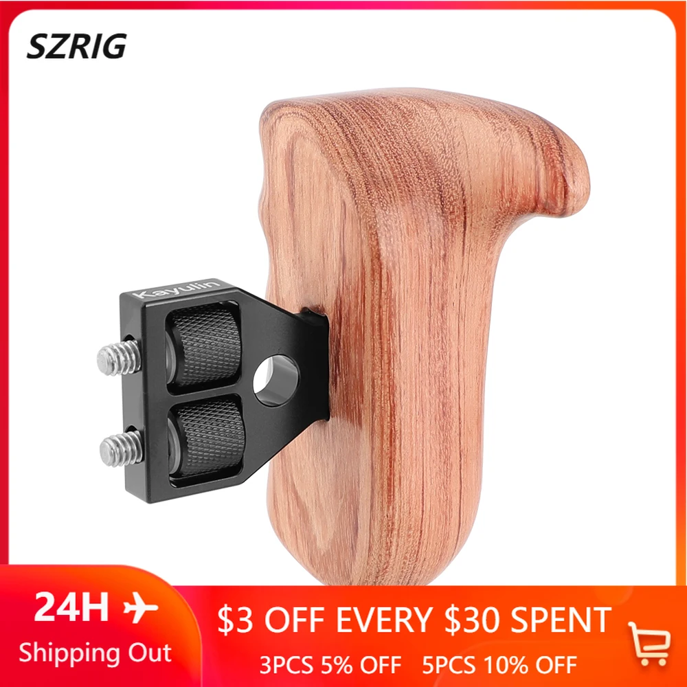 

SZRIG Hand Grip Wooden Handle Grip Right Or Left Side With 1/4 Screw For DSLR Camera Cage Monitor Cage (Brazilian Wood)