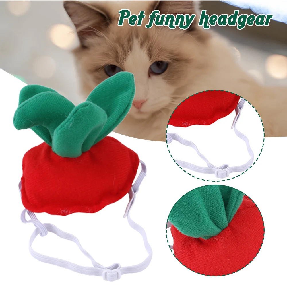 

Funny Pet Headgear Creative Leaf Strawberry Cat Hat Halloween Cstume Props Pet Apparel Pet Cap Great Gift Head Cover PRE