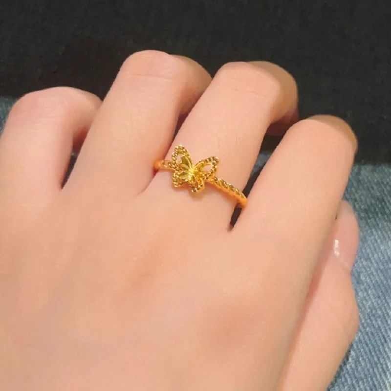 Женское золотое кольцо Yisheng из чистого золота 999 пробы простой браслет