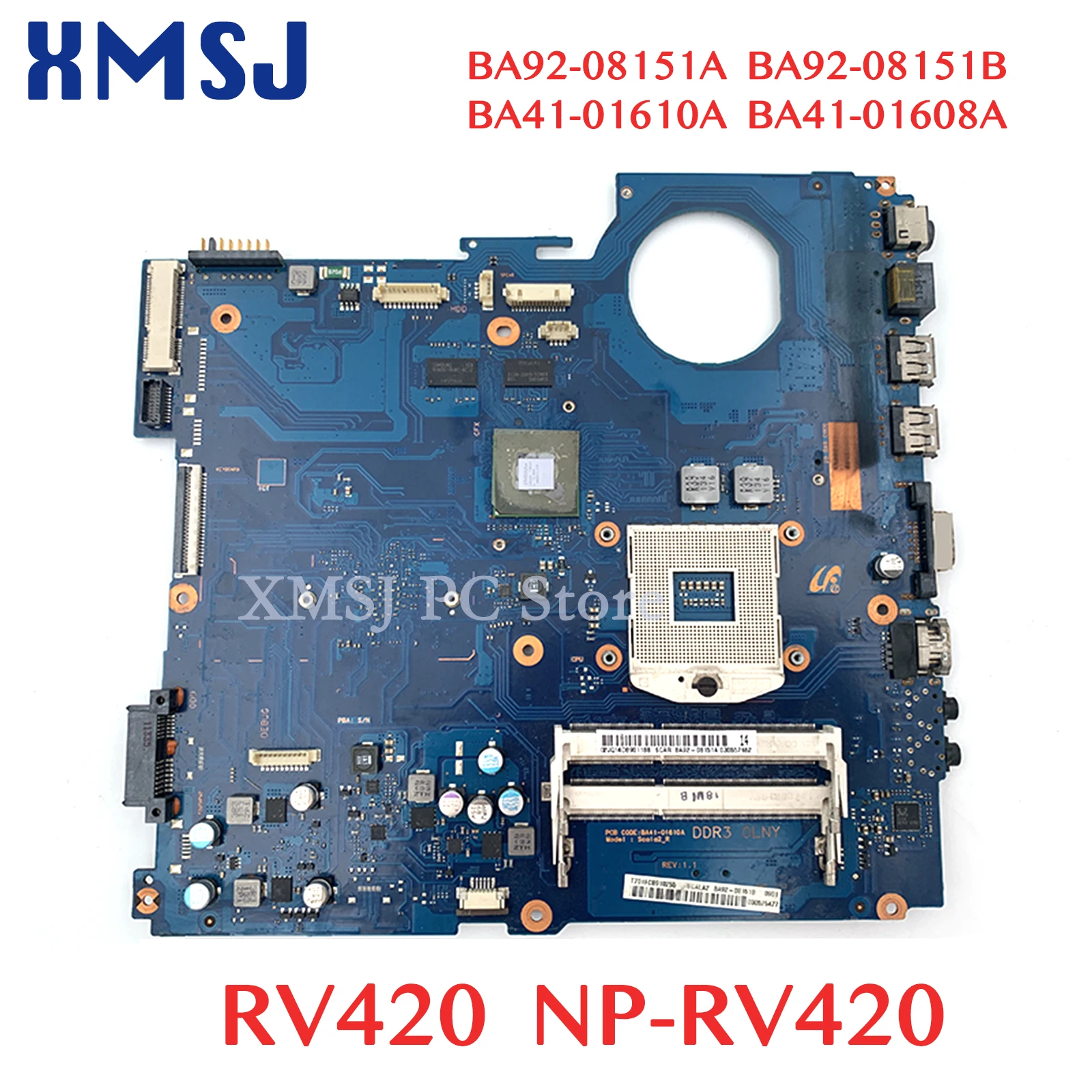 XMSJ For Samsung RV420 NP-RV420 Laptop Motherboard BA92-08151A BA92-08151B BA41-01610A BA41-01608A GT520M 1GB HM65