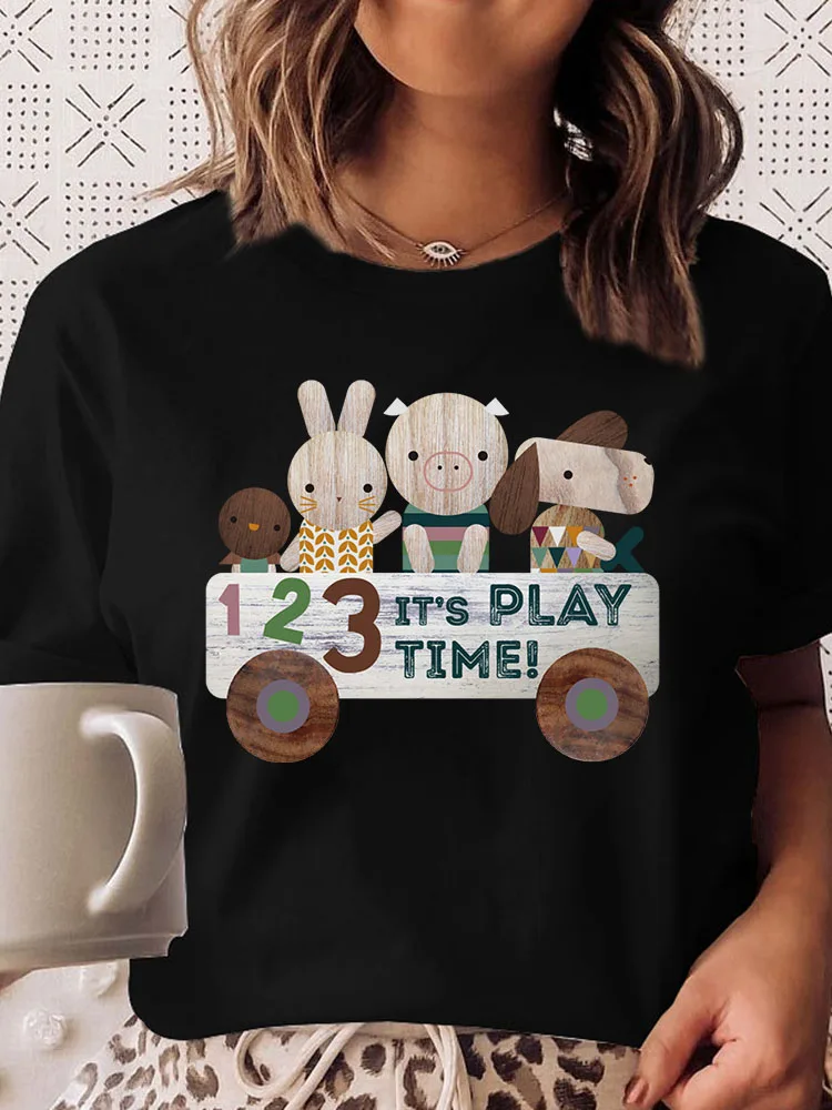 Купи Lovely Cartoon Print T-shirt Summer Women T-shirts For Woman 2022 O-neck Young Girls Short Sleeves Tshirt Tops Ladies Tee Summer за 187 рублей в магазине AliExpress