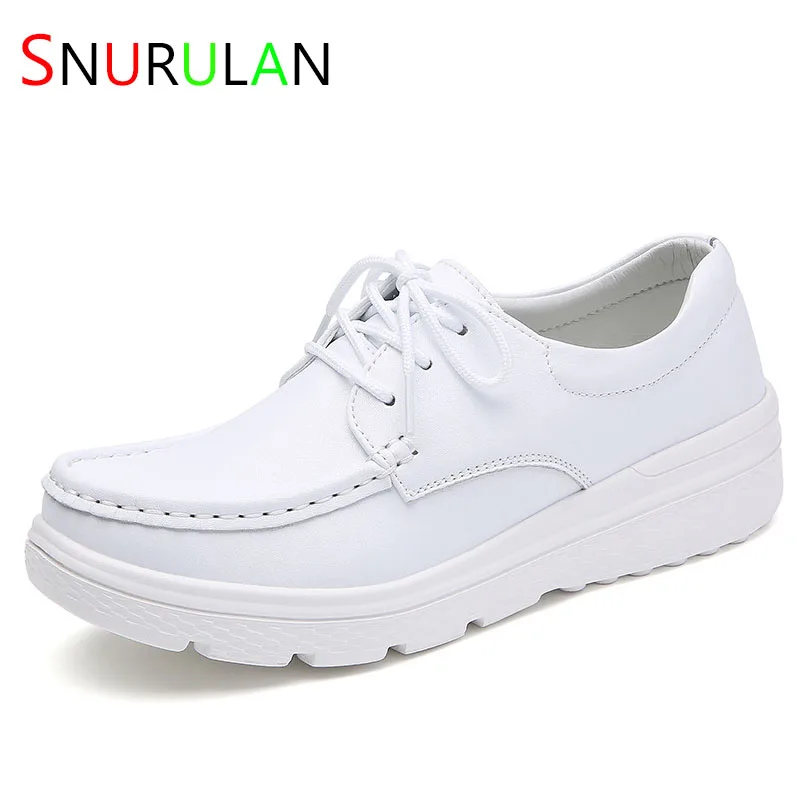 

Womens Walking Shoes Loafers Wedges Slip-on Shake Shoes Thick Bottom Comfortable Nurse Work Shoes White