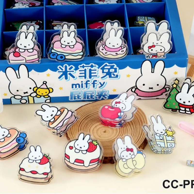 Фото Новый акриловый зажим Kawaii Miffy с высококачественным дизайном в стиле аниме для ежедневников и блокнотов №5