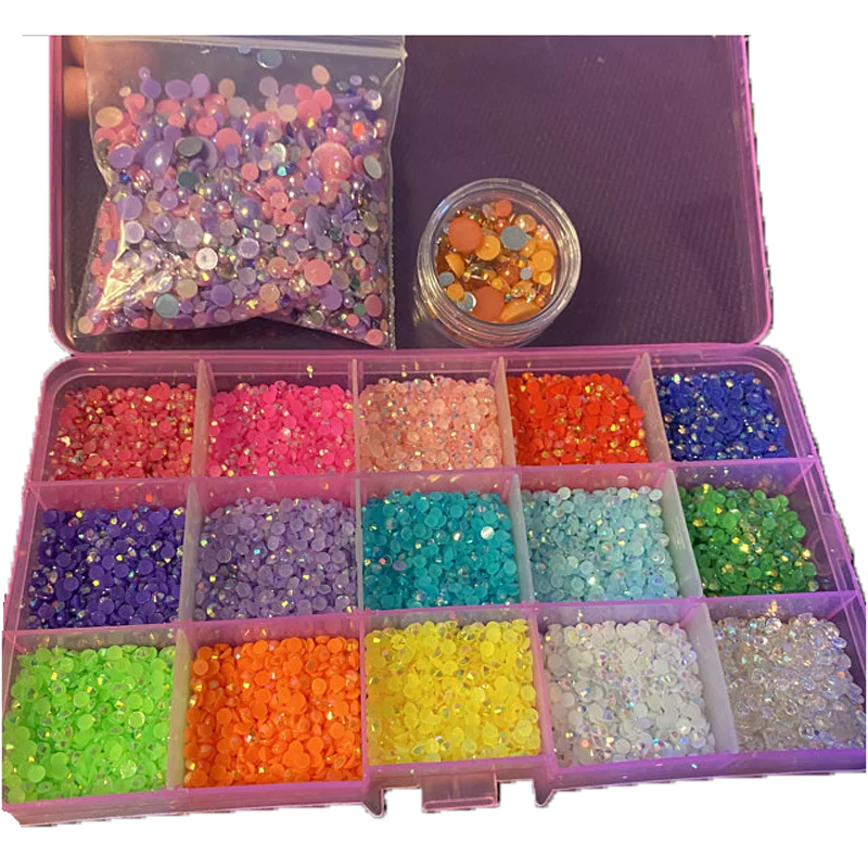 

15000Pcs/1Box AB Jelly 3mm/4mm/or 5mm Flatback Resin Rhinestones ss12/16/or 20ss Candy Cab Embellishments Craft or Nail Supplies