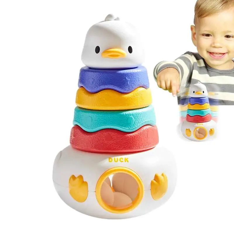 

Cute Duck Kids Stacking Montessori Toys Stacker Blocks Tumblers Shape Sorter Early Educational Toys Toddler Block Toy Fun Game