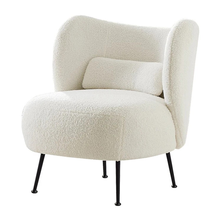 

Nordic Modern Single Sofa Chair Accent Comfort Wool Blend Boucle Velvet Fabric Upholstered Living Room Chair