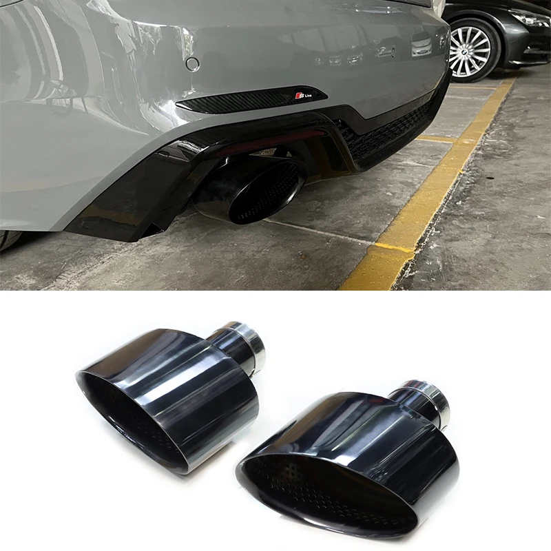 Автомобильные аксессуары, выхлопная труба для Audi A3 A4 A5 A6 A7 Up RS3 RS4 RS5 RS6 304, нержавеющая сталь, черный автомобильный глушитель, наконечник, задняя труба