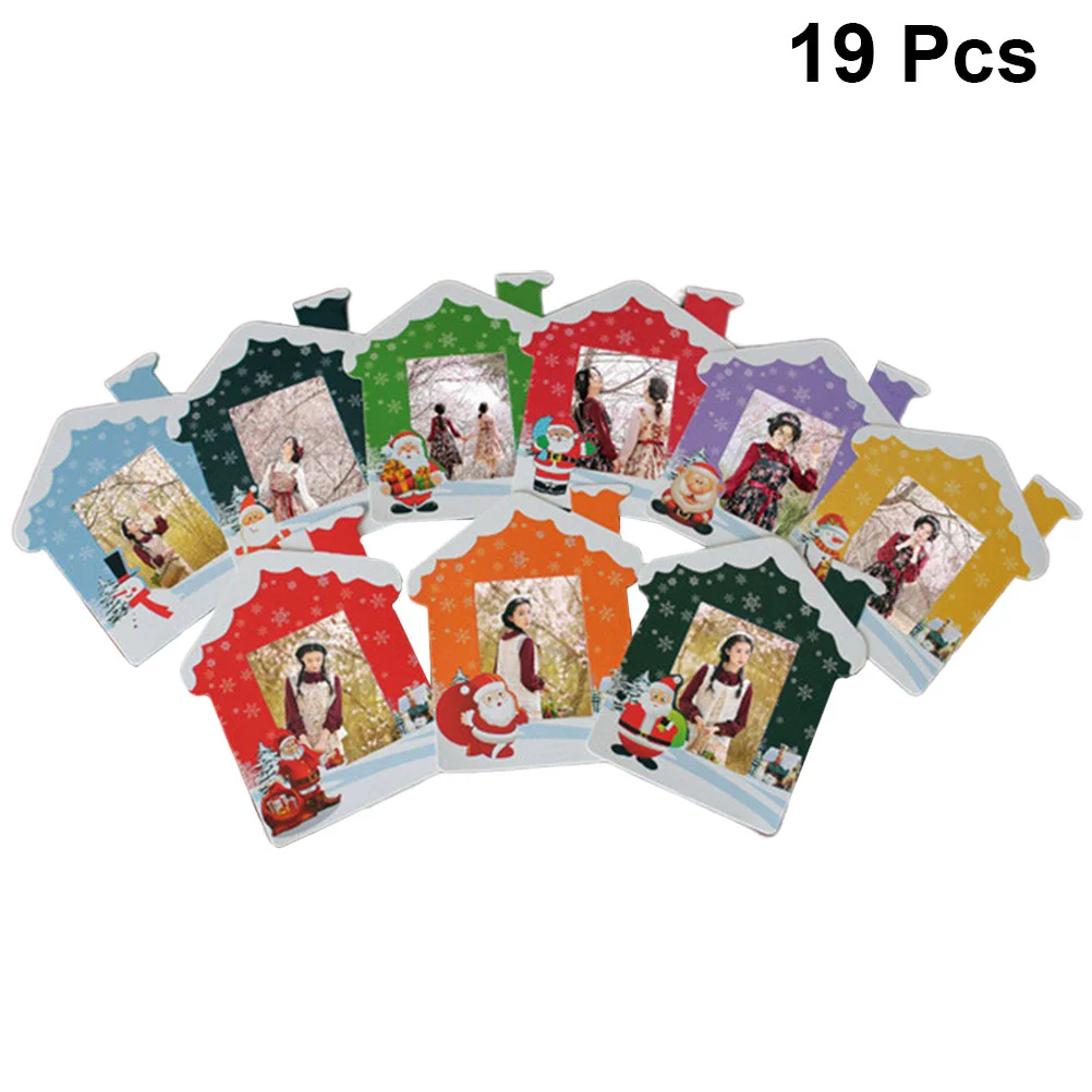 

Christmas Hanging Picture Frames Christmas Photo Booth Props Photo Frame with Clips Paper Photo Frame Christmas