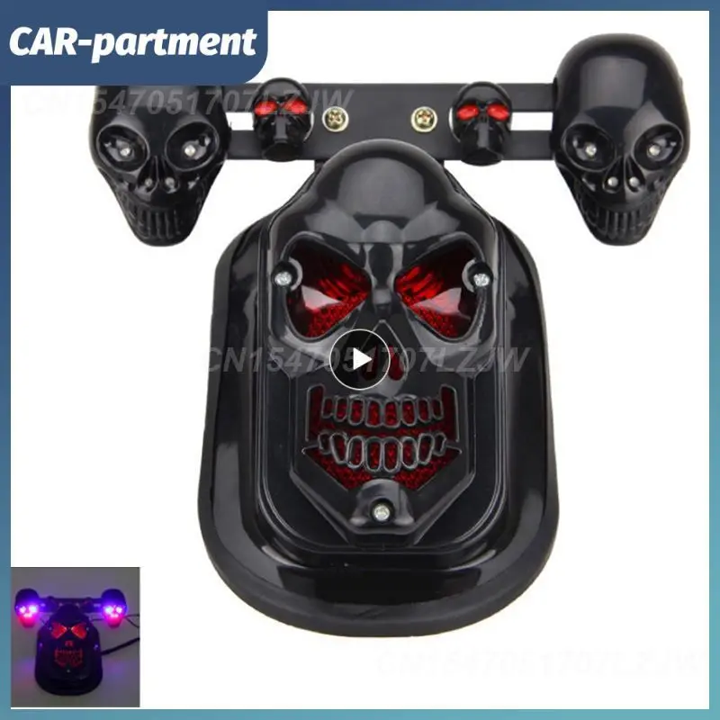 

Universal Motorcycle Skeleton Led Taillight Motorbike Tail Lights Chrome Skeleton Style Superbright Turn Signal Durable