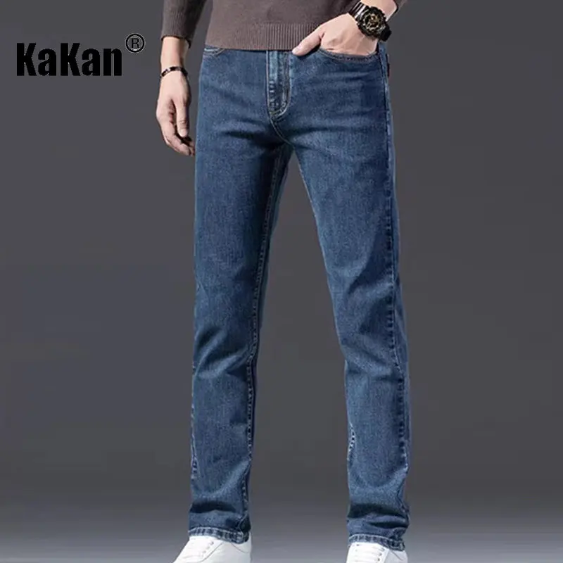 Kakan - Korean Version of New Youth Autumn and Winter Jeans for Men, Slim Fitting Straight Tube Casual Plush Long Jeans K42-563+