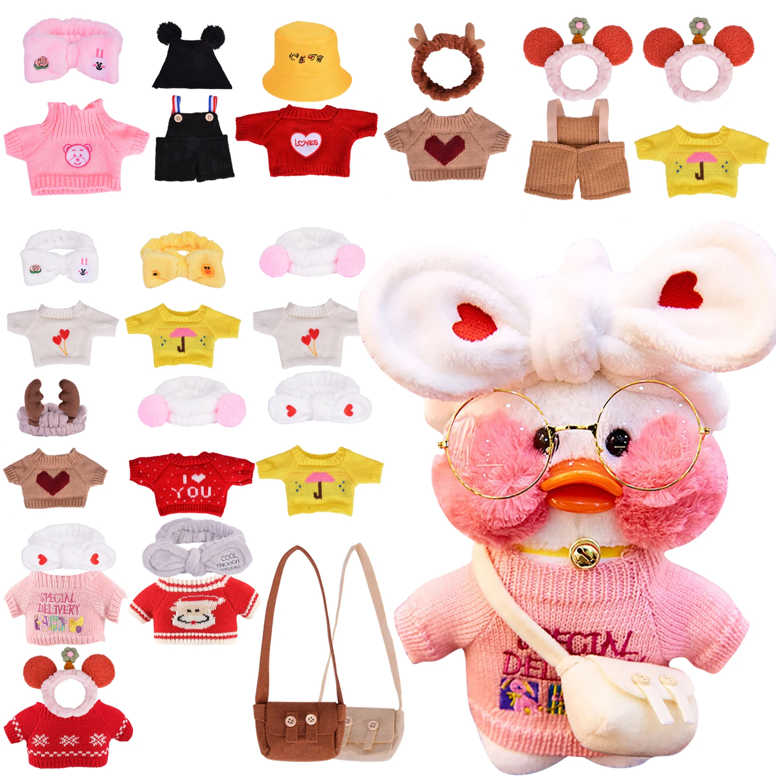

Duck Clothes Accessories for 30cm LaLafanfan Cafe Duck Dog Plush Doll Clothes Headband Bag Glasses Outfit for 20-30cm Plush Toy