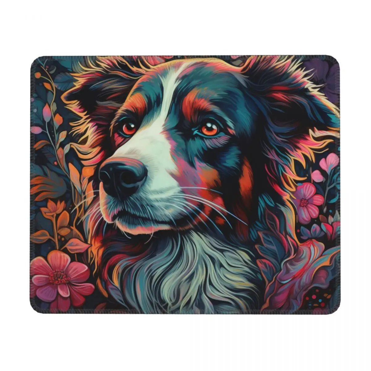 

Dog Horizontal Print Mouse Pad Colorful Painting Neon Rubber Desk Mousepad Anti Fatigue Vintage Quality Mouse Pads