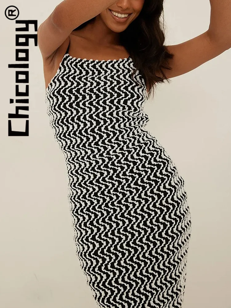 

Chicology 2022 женское Полосатое платье с Двойным Толстым ремешком, облегающее платье макси, сексуальное элегантное уличное летнее платье для отд...