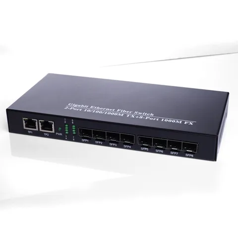 Медиаконвертер SFP 1000 Мбит/с, гигабитный сетевой волоконно-оптический коммутатор SFP 8, волоконный порт SFP и 2 порта RJ45, волоконно-Ethernet коммутатор 8G2E