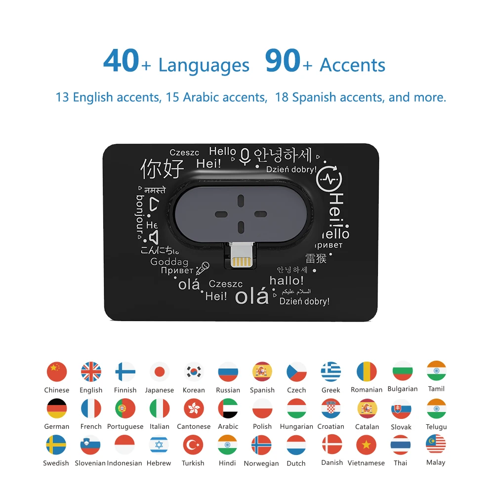Timekettle Zero Language Translator Устройство поддерживает 40 языков Голосовой переводчик мини-размера Диктофон для путешествий, обучения, бизнеса