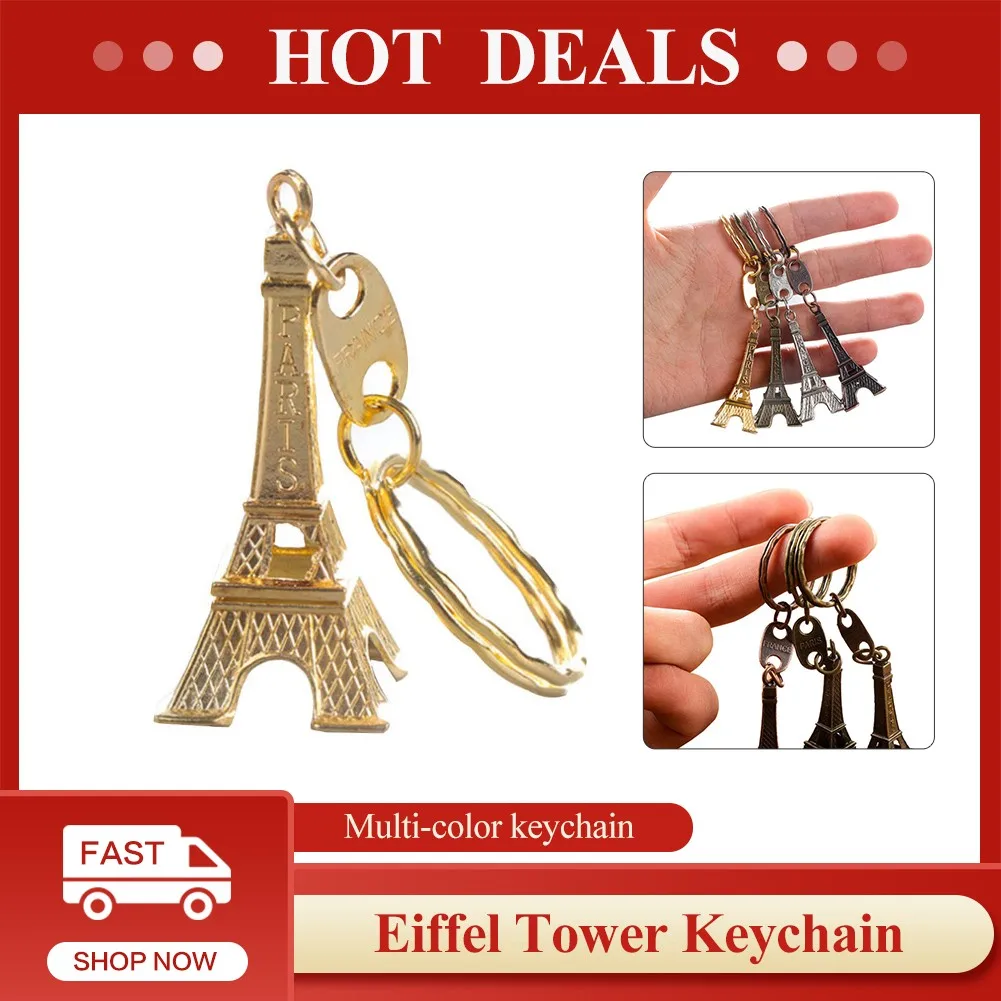 

Creative Fashion Eiffel Tower Key Chain Alloy Three-color Key Ring Ladies Men Shoulder Bag Car Pendant Gift