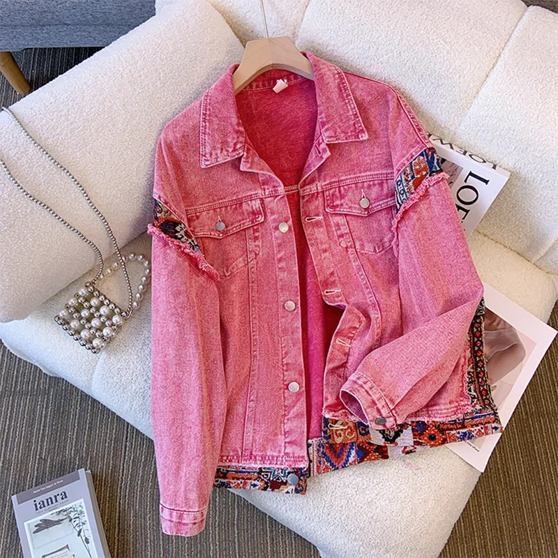 Женская джинсовая куртка с длинным рукавом свободная универсальная винтажная