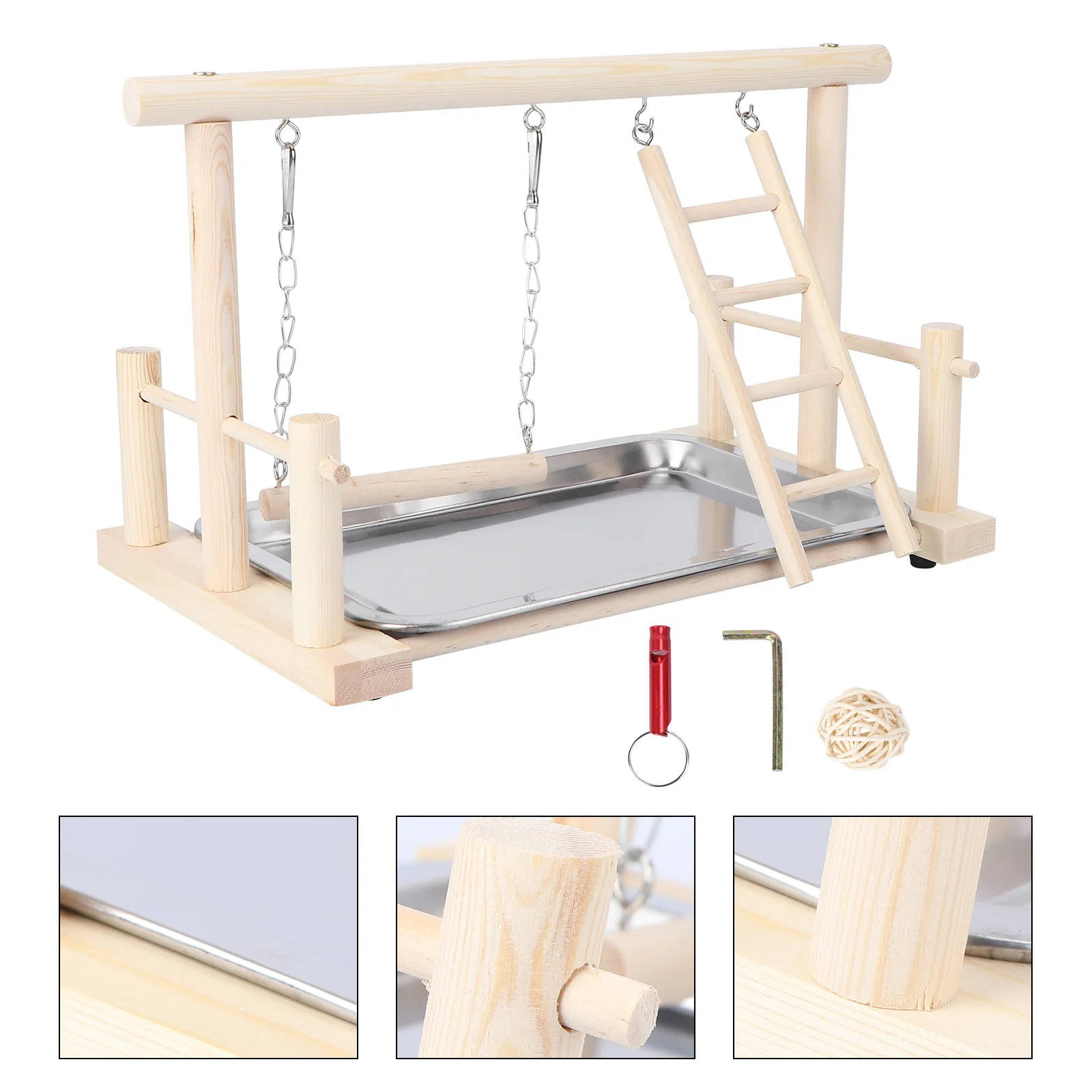 

Bird Stand Playground Parrotwood Perch Cage Cockatiel Hamster Accessories Ladder Gym Swing Wooden Play Playpen Parakeet