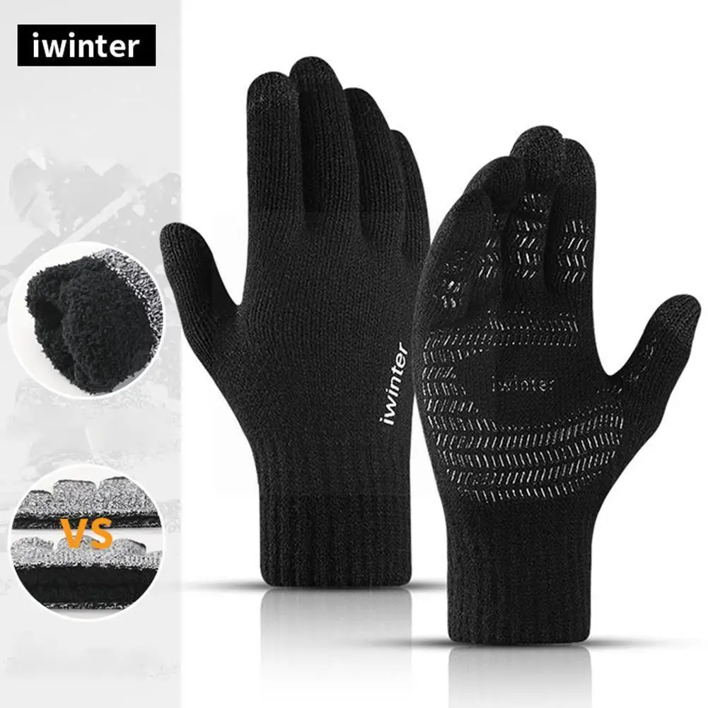 

Winter Gloves Waterproof Warm Thermal Fleece Gloves Ski Gloves Screen Sports Running Outdoor Women Antislip Snowboard Men B5i2