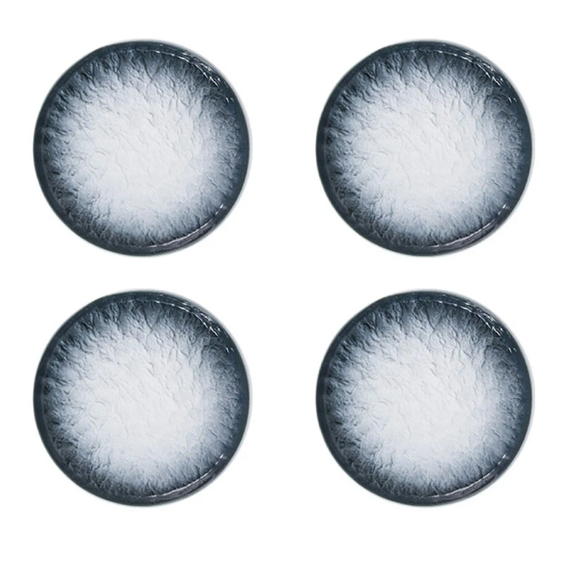 

6 Inch Ceramic Dessert Plates, Water Wave Relief Texture Dish,Small Serving Plates for Cake, Pie, Waffles Set of 4-Blue
