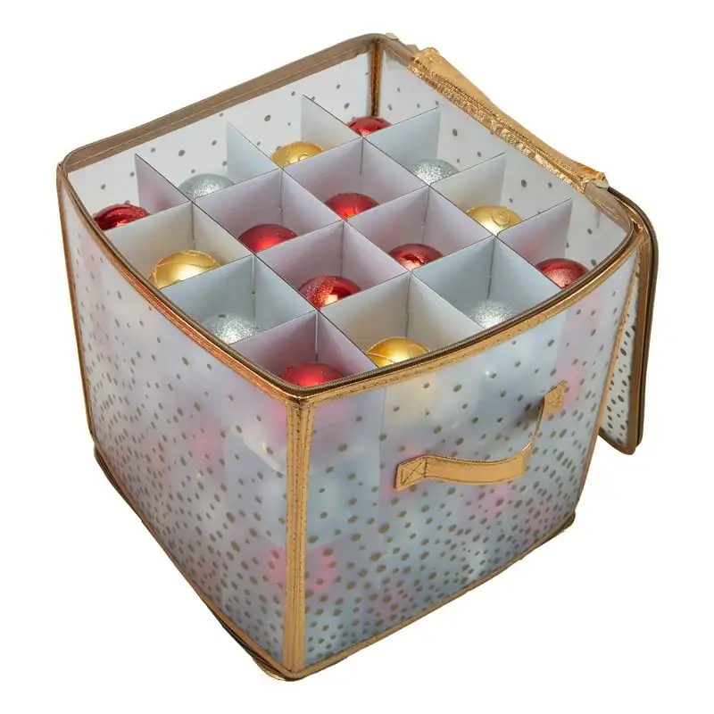 

Ornament Storage Box Organizer in Gold Printed Plastic