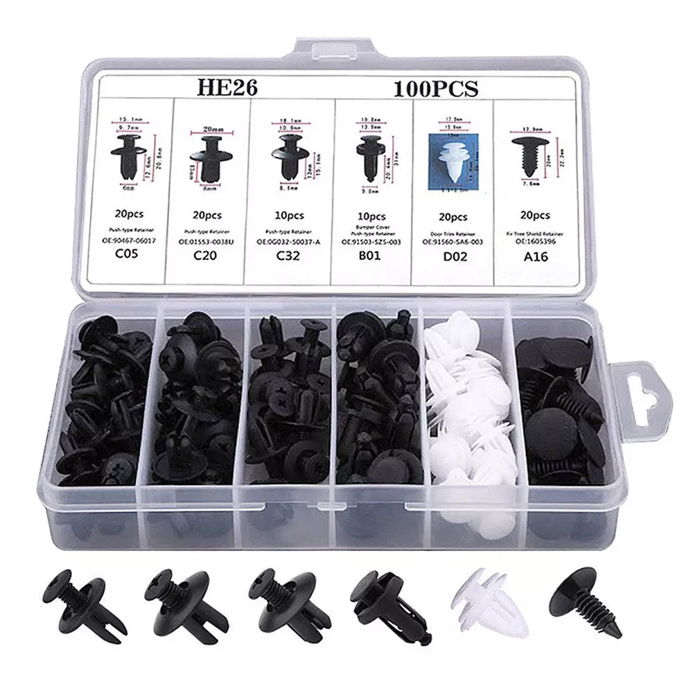 

Mixed Auto Fastener Clip Car Body Push Retainer Pin Rivet Bumper Door Trim Panel Retainer Fastener Kit Car Accessories